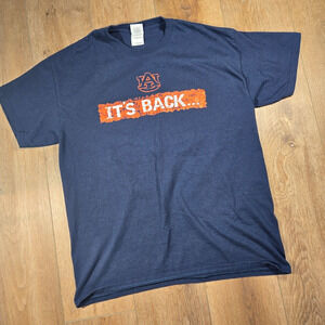 Vintage Y2K Auburn Tigers T-Shirt Men’s Large Blue Double Sided Football Graphic